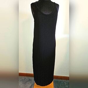 GAP Ribbed Stretch Black Dress XL Spaghetti Straps